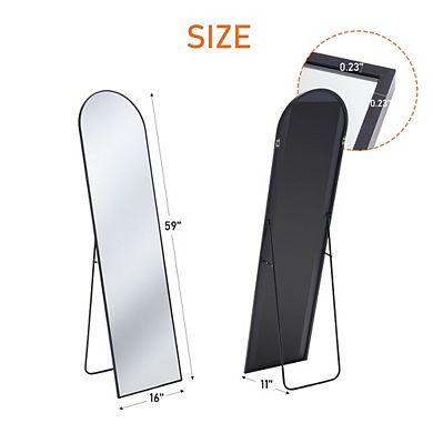 Floor Standing Full Length Mirror 59"x16" Wall Mirror with Stand, Aluminum Alloy Frame