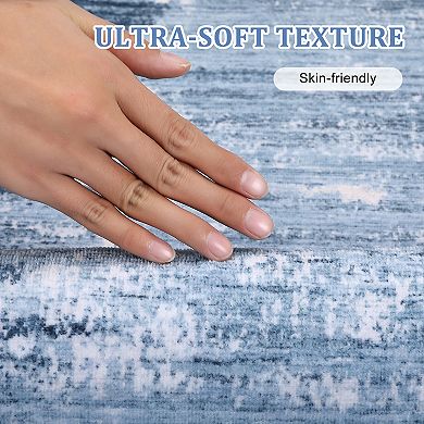 Modern Abstract Area Rug, Washable, Non-Slip, Low Pile, Collapsible, Soft, Durable, Non-Shedding