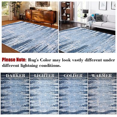 Modern Abstract Area Rug, Washable, Non-Slip, Low Pile, Collapsible, Soft, Durable, Non-Shedding