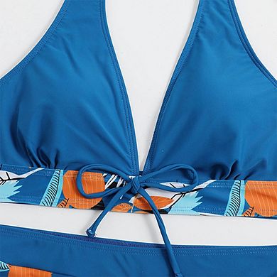 Women's Two-Piece Swimsuit, 82% Polyester 18% Elastane, Printed Bikini With Zip Pocket