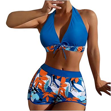 Women's Two-Piece Swimsuit, 82% Polyester 18% Elastane, Printed Bikini With Zip Pocket