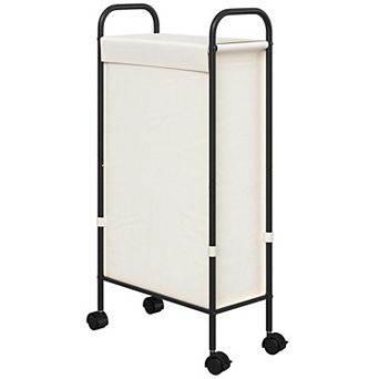 Slim Laundry Hamper With Lid Rolling Basket On Wheels Narrow Dirty Cloth Cart Removable Inner