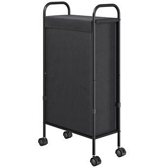 Slim Laundry Hamper With Lid Rolling Basket On Wheels Narrow Dirty Cloth Cart Removable Inner