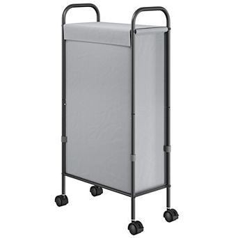 Slim Laundry Hamper With Lid Rolling Basket On Wheels Narrow Dirty Cloth Cart Removable Inner