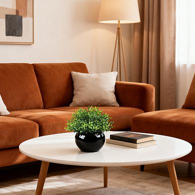 4pcs Ceramic Pots + PE + Flocked Foam BC + HC Combination,Artificial Greenery Desktop Potted Plant