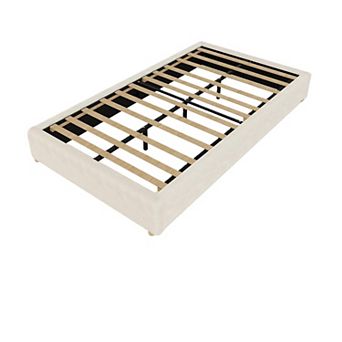 Corduroy Cloud Platform Bed: No-Squeak Frame, Solid Wood Legs & No Box Spring Needed. Easy Assembly