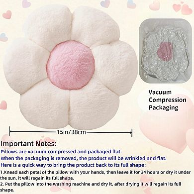 15" Flower Shaped Throw Pillows Cute Cushions 2pc