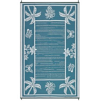 Outdoor Rug, Patio Waterproof Reversible, Tropical Plants Outdoor Rugs, for Camping, Balcony