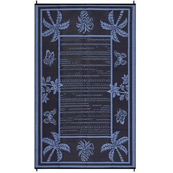 Outdoor Rug, Patio Waterproof Reversible, Tropical Plants Outdoor Rugs, for Camping, Balcony