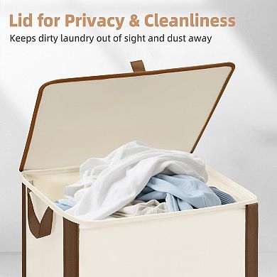 Rolling Laundry Hamper With Lid Tall Basket Wheels Handles Dirty Clothes Small Space Dorm Apartment