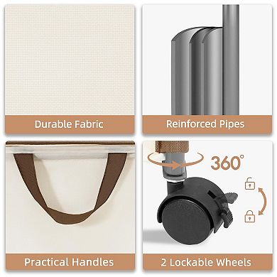 Rolling Laundry Hamper With Lid Tall Basket Wheels Handles Dirty Clothes Small Space Dorm Apartment