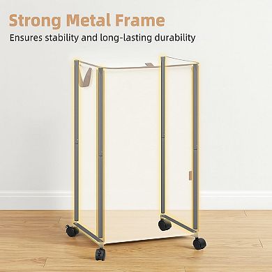 Rolling Laundry Hamper With Lid Tall Basket Wheels Handles Dirty Clothes Small Space Dorm Apartment