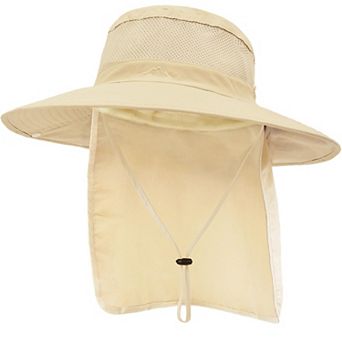 Outdoor Sun Hat Stowable Neck Flap UPF 50+ Mesh Wide Brim Fishing Safari Hiking