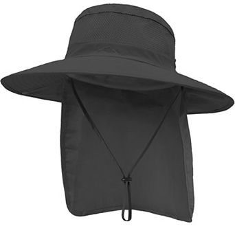 Outdoor Sun Hat Stowable Neck Flap UPF 50+ Mesh Wide Brim Fishing Safari Hiking