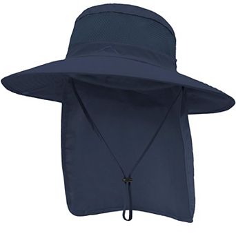 Outdoor Sun Hat Stowable Neck Flap UPF 50+ Mesh Wide Brim Fishing Safari Hiking