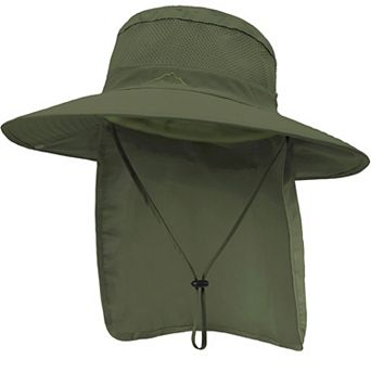 Outdoor Sun Hat Stowable Neck Flap UPF 50+ Mesh Wide Brim Fishing Safari Hiking