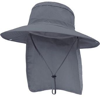 Outdoor Sun Hat Stowable Neck Flap UPF 50+ Mesh Wide Brim Fishing Safari Hiking