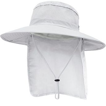 Outdoor Sun Hat Stowable Neck Flap UPF 50+ Mesh Wide Brim Fishing Safari Hiking