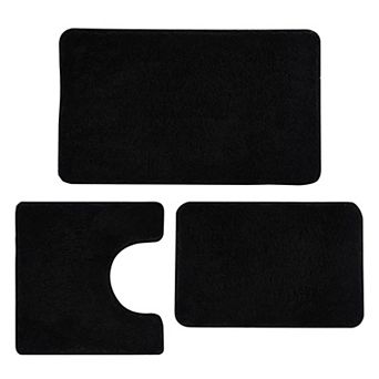 3 pc Bathroom Mat Set: U-Shaped Design, Non-Slip Microfiber Surface, Quick-Drying.