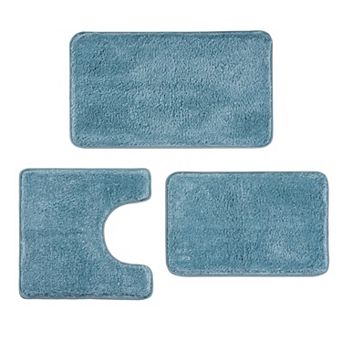 3 pc Bathroom Mat Set: U-Shaped Design, Non-Slip Microfiber Surface, Quick-Drying.