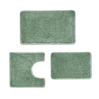 3 pc Bathroom Mat Set: U-Shaped Design, Non-Slip Microfiber Surface, Quick-Drying.