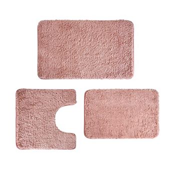 3 pc Bathroom Mat Set: U-Shaped Design, Non-Slip Microfiber Surface, Quick-Drying.