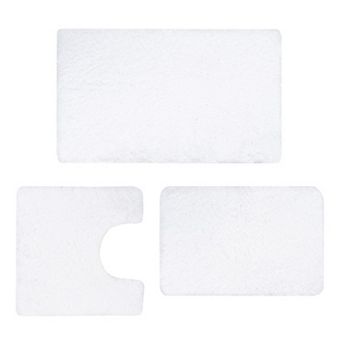 3 pc Bathroom Mat Set: U-Shaped Design, Non-Slip Microfiber Surface, Quick-Drying.