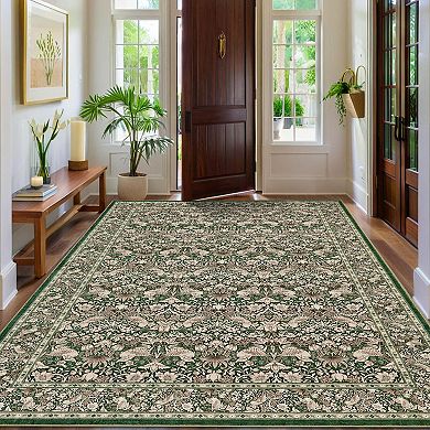 Printed Area Rug with Washable Polyester Backing, Foldable Indoor Floor Carpet
