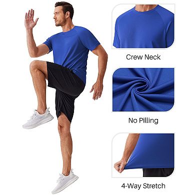 PINSPARK Men's Moisture Wicking Quick Dry Crew Neck T-Shirts Multipack Gym Workout Tees