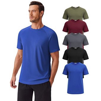 PINSPARK Men's Moisture Wicking Quick Dry Crew Neck T-Shirts Multipack Gym Workout Tees