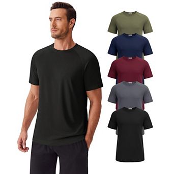 PINSPARK Men's Moisture Wicking Quick Dry Crew Neck T-Shirts Multipack Gym Workout Tees