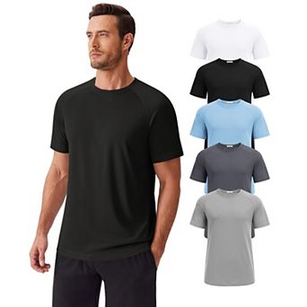 PINSPARK Men's Moisture Wicking Quick Dry Crew Neck T-Shirts Multipack Gym Workout Tees