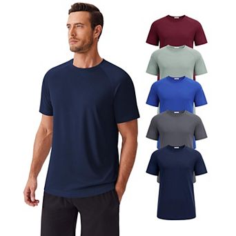 PINSPARK Men's Moisture Wicking Quick Dry Crew Neck T-Shirts Multipack Gym Workout Tees