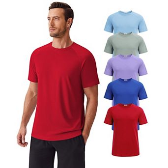 PINSPARK Men's Moisture Wicking Quick Dry Crew Neck T-Shirts Multipack Gym Workout Tees