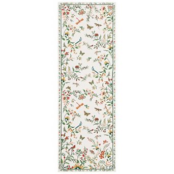 Whimsical Garden Floral Bird Area Rug Washable Non Slip Floor Carpet for Girl’s Room Kitchen Dining