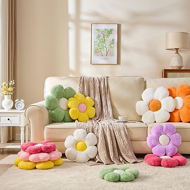 15.74" Flower Shaped Throw Pillow Plush Pillow