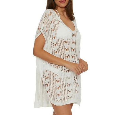 Womens Crochet Swimsuit Beach Oversized Cap Sleeve Mesh Knit Bathing Suit Swim Cover Up