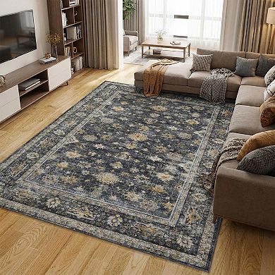 Vintage Distressed Medallion Area Rug Washable Soft Non Slip Kitchen Runners for Hallway Living Room