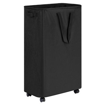 Slim Rolling Laundry Hamper Basket Clothes Bedroom Dorm Wheels