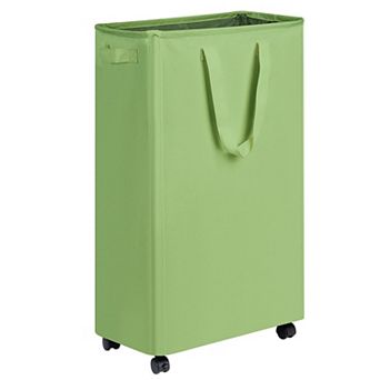 Slim Rolling Laundry Hamper Basket Clothes Bedroom Dorm Wheels