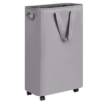 Slim Rolling Laundry Hamper Basket Clothes Bedroom Dorm Wheels