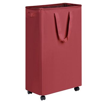 Slim Rolling Laundry Hamper Basket Clothes Bedroom Dorm Wheels