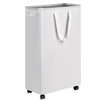 Slim Rolling Laundry Hamper Basket Clothes Bedroom Dorm Wheels