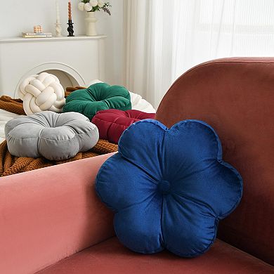 15" Velvet Flower Throw Pillows Home Decor