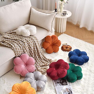 15" Velvet Flower Throw Pillows Home Decor