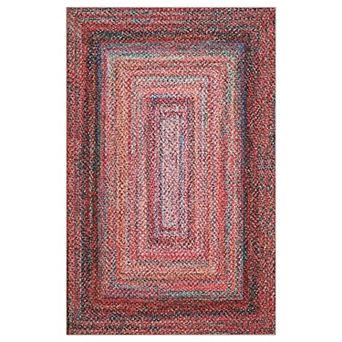Washable Area Rugs, Braided Pattern Printed, Accent Rug with Non-Slip Backing, for Living Room