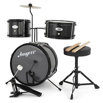 3 pc Kids Drum Kit Tom, Snare, Bass Drum, Cymbal, Pedal & Sticks