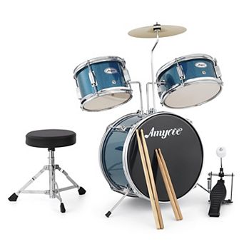 3 pc Kids Drum Kit Tom, Snare, Bass Drum, Cymbal, Pedal & Sticks