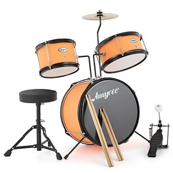 3 pc Kids Drum Kit Tom, Snare, Bass Drum, Cymbal, Pedal & Sticks