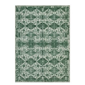 Washable Neutral Area Rugs Vintage Floral Retro Geometric Carpet for Living Room Nursery Hallway